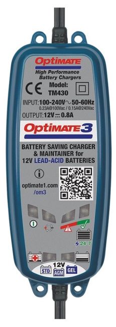 Chargeur batterie moto TecMate Optimate 3 +